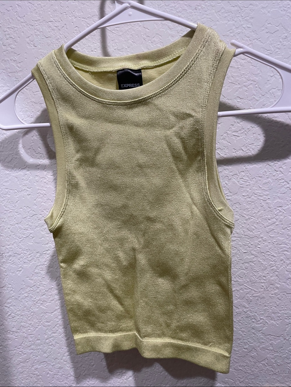 Express Women’s Light Yellow Ribbed Tank Crop